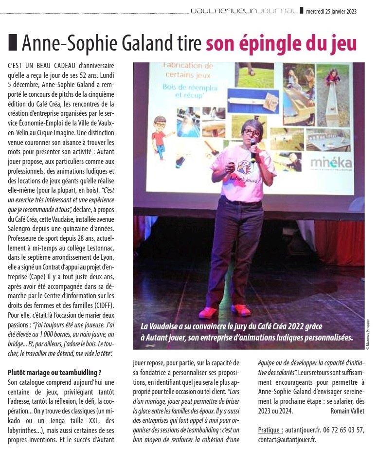 publication sur autantjouer article magazine Vaulx-en-Velin Café Créa pitch présentation activité animation